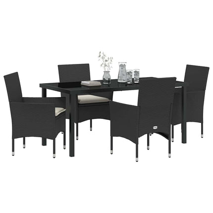 Have Spisebordssæt med pude 5 pcs Sort polyrattan