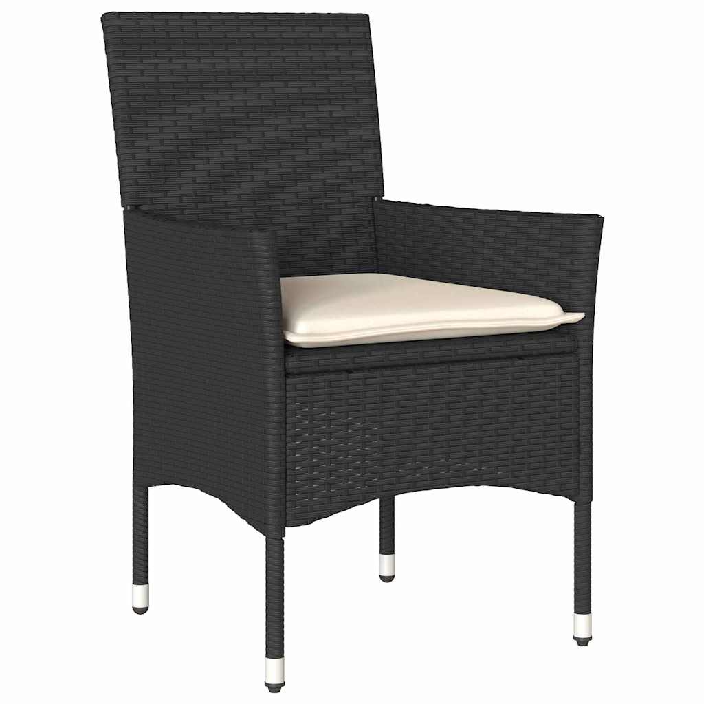 Have Spisebordssæt med pude 7 pcs Sort polyrattan
