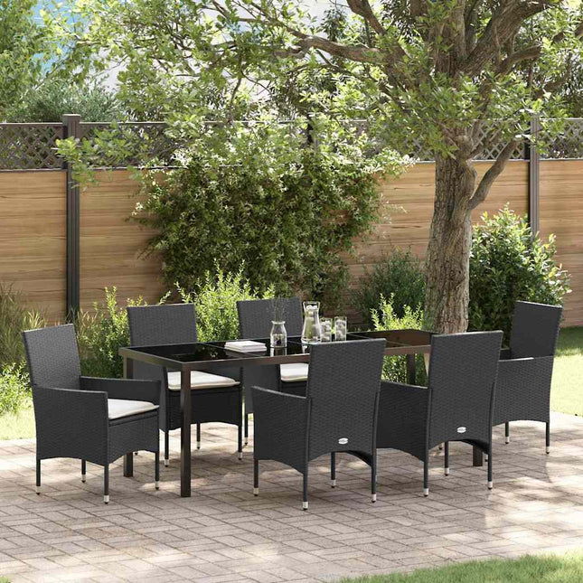 Have Spisebordssæt 7 stk. Sort polyrattan