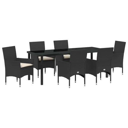 Have Spisebordssæt med pude 7 pcs Sort polyrattan