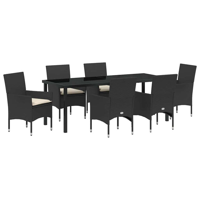 Have Spisebordssæt 7 stk. Sort polyrattan