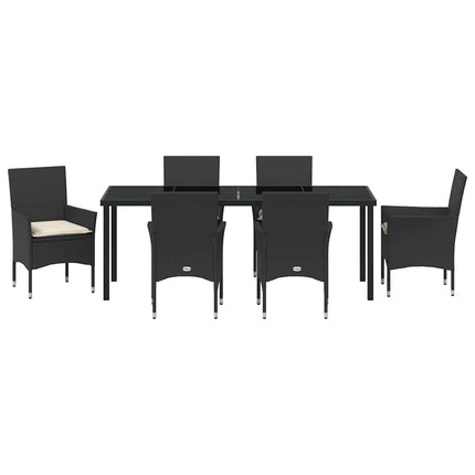 Have Spisebordssæt med pude 7 pcs Sort polyrattan