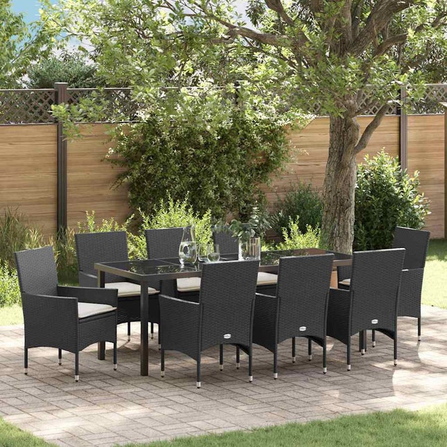 Have Spisebordssæt 9 stk. Sort polyrattan