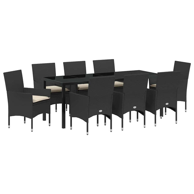 Have Spisebordssæt 9 stk. Sort polyrattan