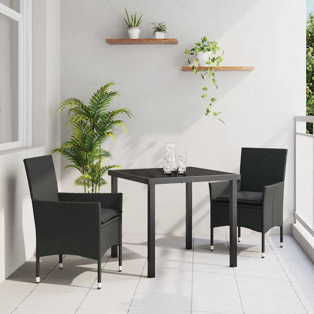 Have Spisebordssæt 3 stk. Sort polyrattan