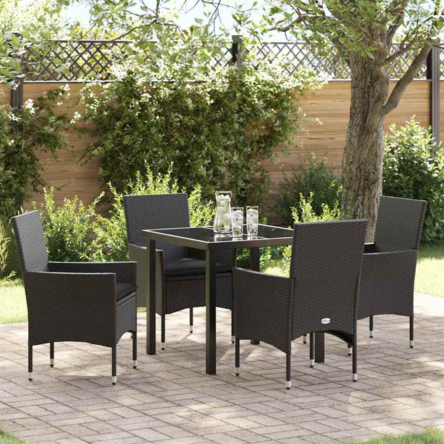 Have Spisebordssæt 5 stk. Sort polyrattan