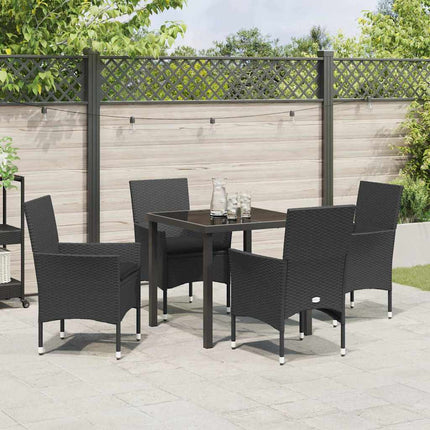 Have Spisebordssæt med pude 5 pcs Sort polyrattan