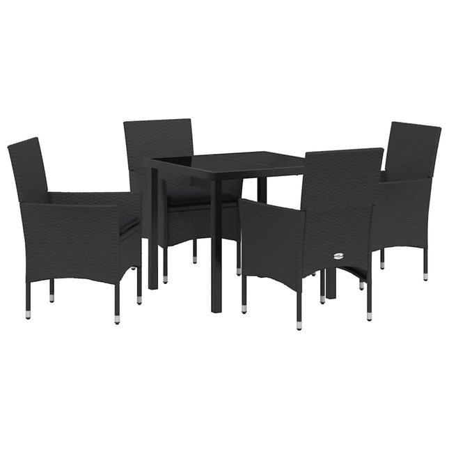 Have Spisebordssæt 5 stk. Sort polyrattan