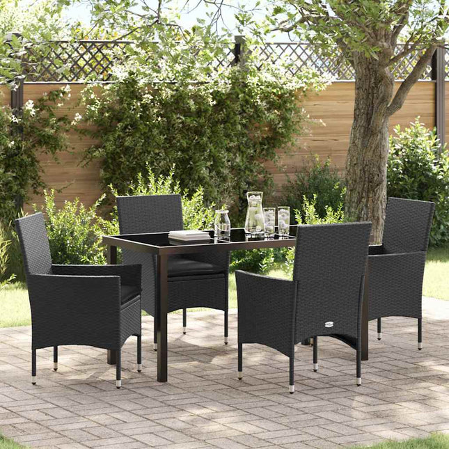 Have Spisebordssæt 5 stk. Sort polyrattan