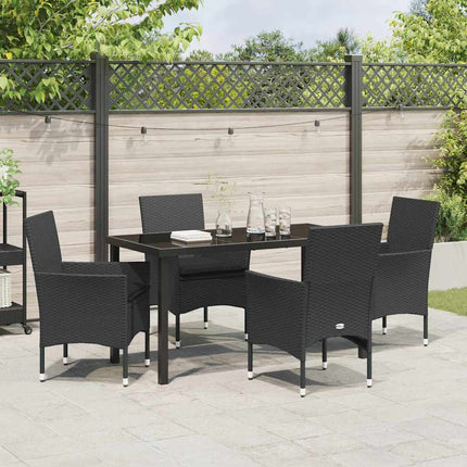 Have Spisebordssæt med pude 5 pcs Sort polyrattan
