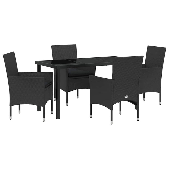 Have Spisebordssæt 5 stk. Sort polyrattan