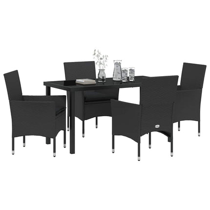 Have Spisebordssæt med pude 5 pcs Sort polyrattan