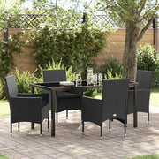 Have Spisebordssæt med pude 5 pcs Sort polyrattan