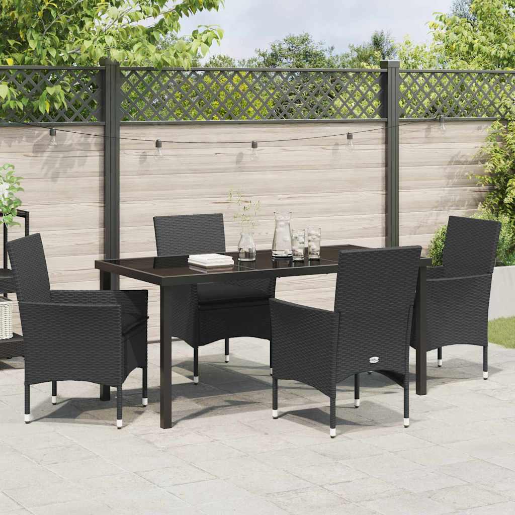 Have Spisebordssæt med pude 5 pcs Sort polyrattan