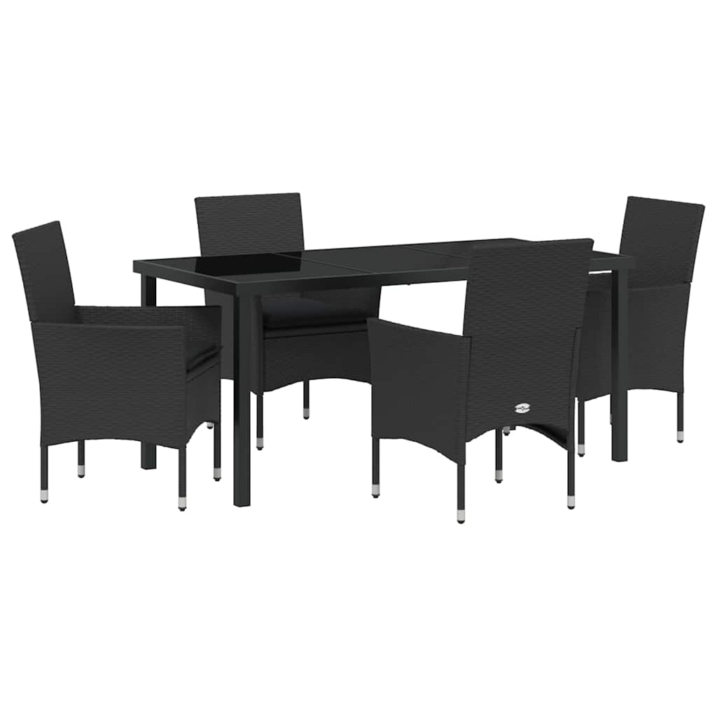 Have Spisebordssæt med pude 5 pcs Sort polyrattan