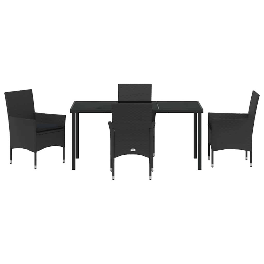 Have Spisebordssæt med pude 5 pcs Sort polyrattan