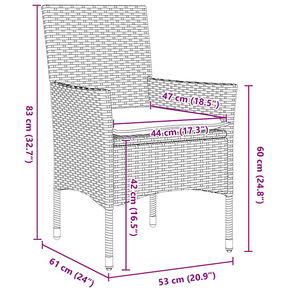 Have Spisebordssæt med pude 5 pcs Sort polyrattan