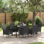 Have Spisebordssæt med pude 7 pcs Sort polyrattan