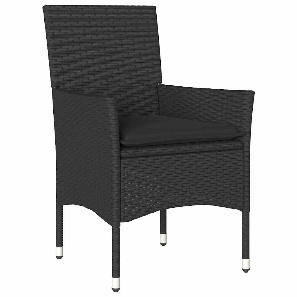 Have Spisebordssæt med pude 7 pcs Sort polyrattan