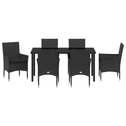 Have Spisebordssæt med pude 7 pcs Sort polyrattan