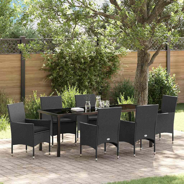 Have Spisebordssæt 7 stk. Sort polyrattan