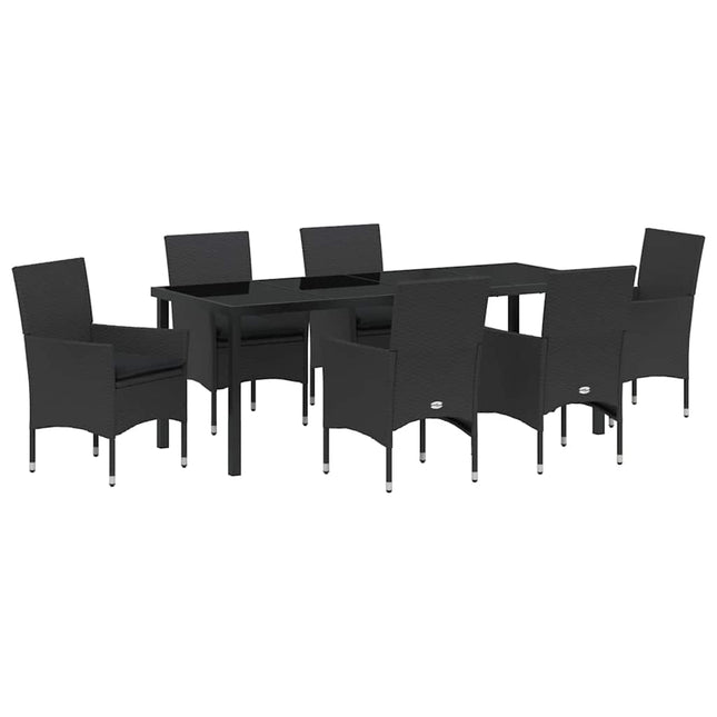 Have Spisebordssæt 7 stk. Sort polyrattan