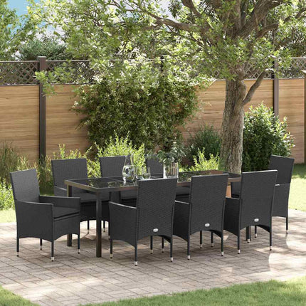 Have Spisebordssæt med pude 9 pcs Sort polyrattan