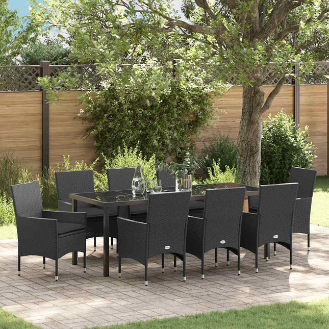 Have Spisebordssæt 9 stk. Sort polyrattan