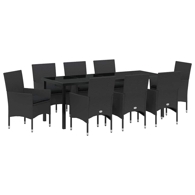 Have Spisebordssæt 9 stk. Sort polyrattan