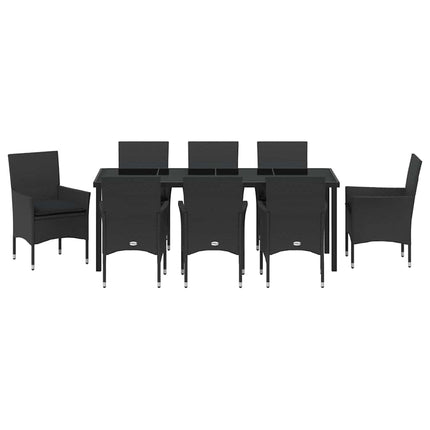 Have Spisebordssæt med pude 9 pcs Sort polyrattan