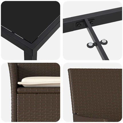 Have Spisebordssæt 3 stk. Brun polyrattan
