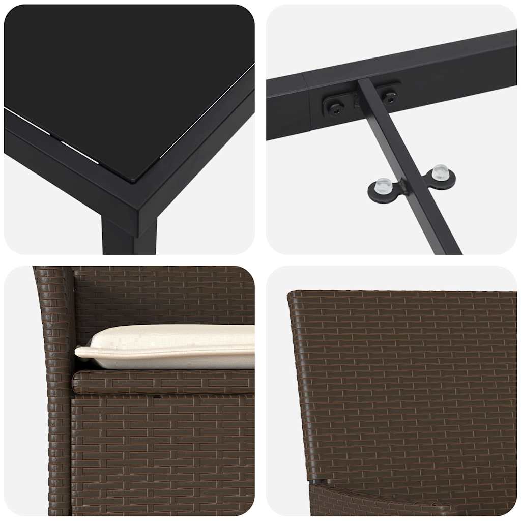 Have Spisebordssæt med pude 3 pcs Brun polyrattan