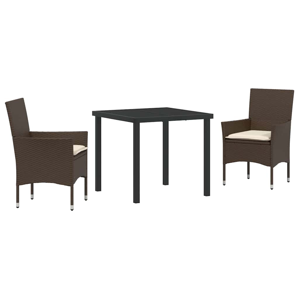 Have Spisebordssæt med pude 3 pcs Brun polyrattan