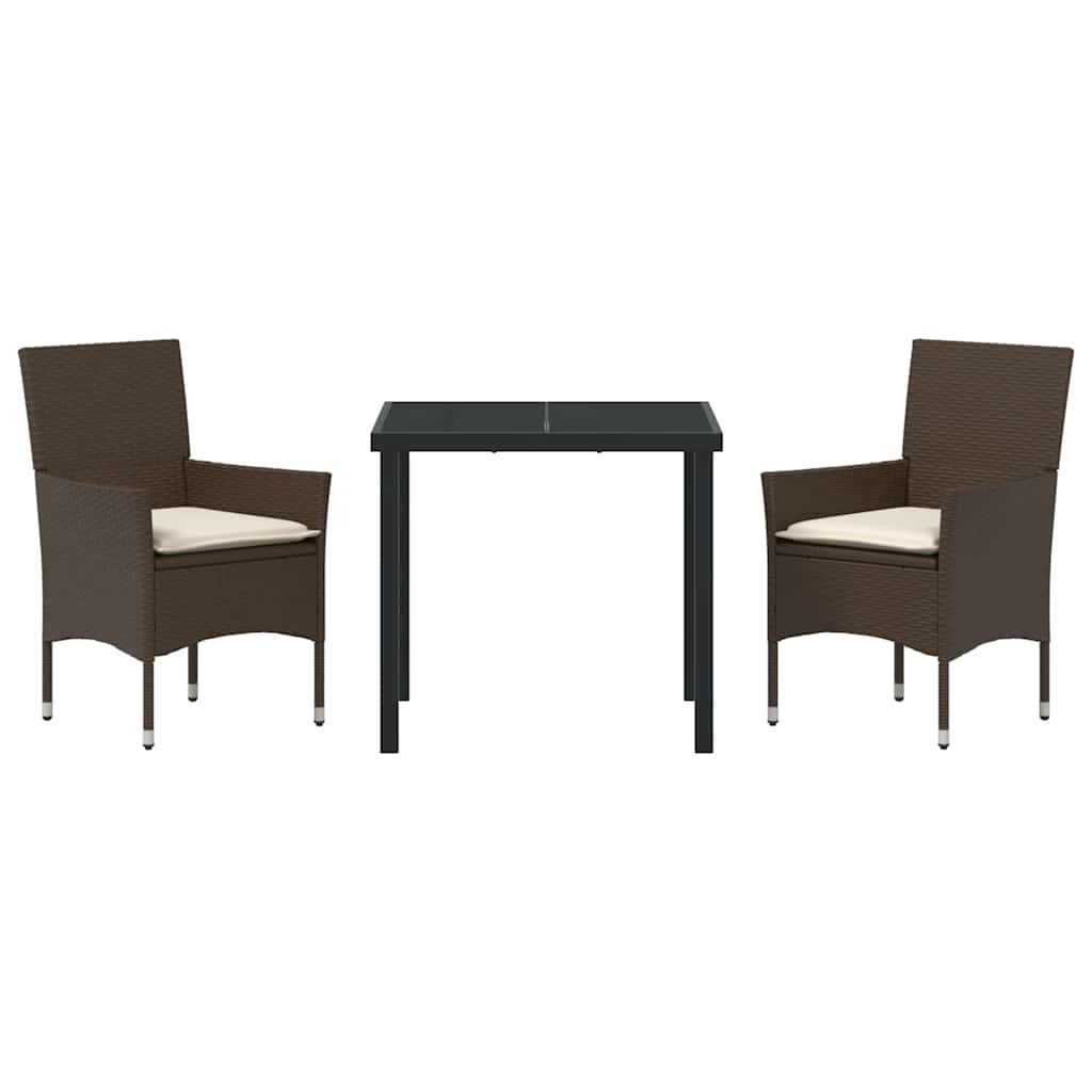 Have Spisebordssæt med pude 3 pcs Brun polyrattan