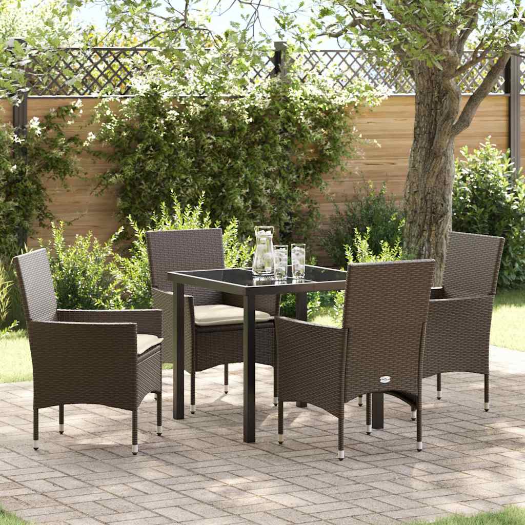 Have Spisebordssæt med pude 5 pcs Brun polyrattan