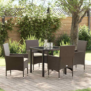 Have Spisebordssæt med pude 5 pcs Brun polyrattan