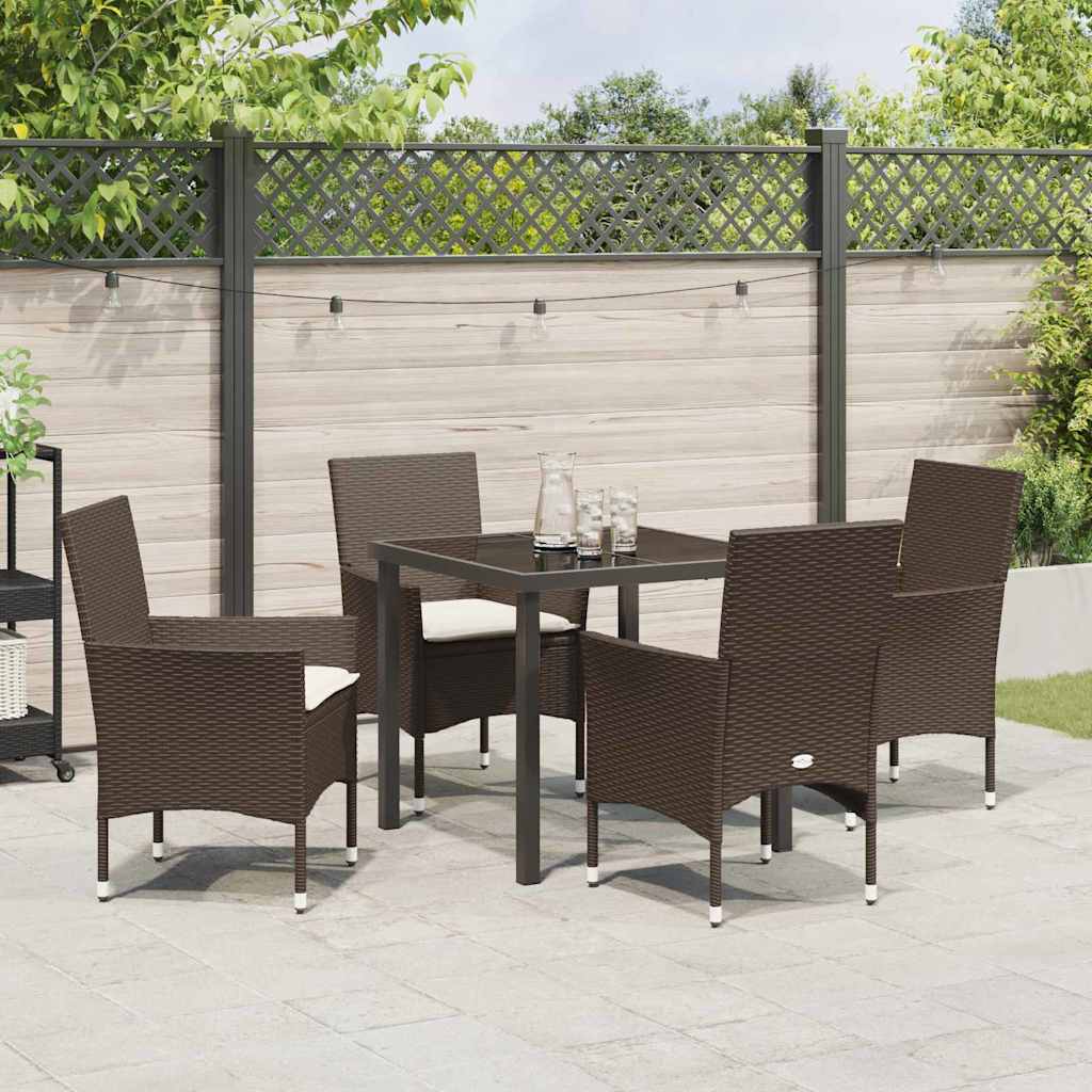 Have Spisebordssæt med pude 5 pcs Brun polyrattan