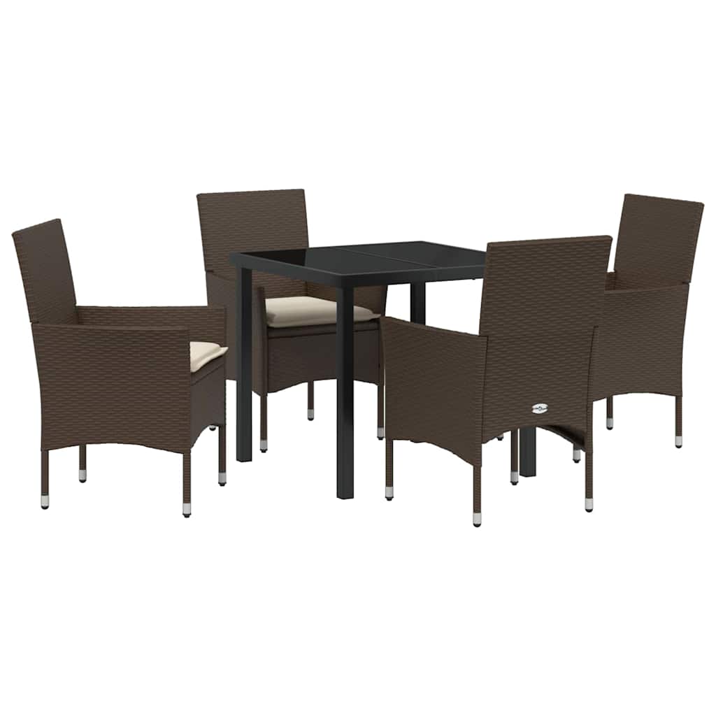 Have Spisebordssæt med pude 5 pcs Brun polyrattan