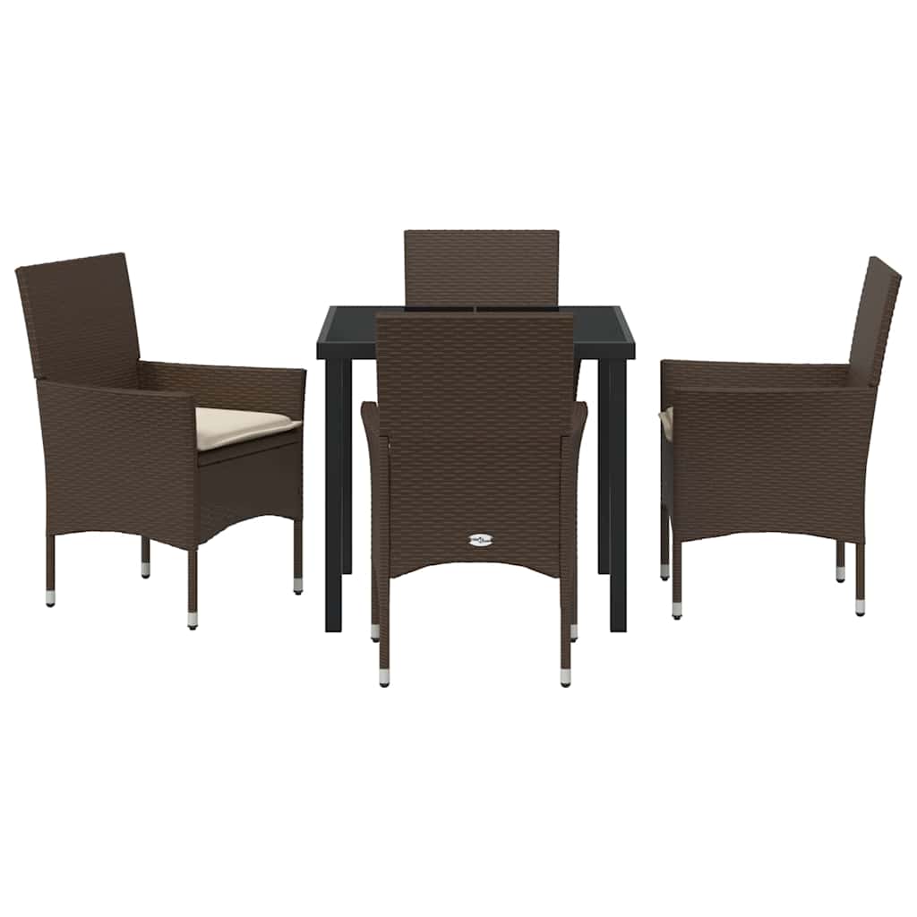 Have Spisebordssæt med pude 5 pcs Brun polyrattan