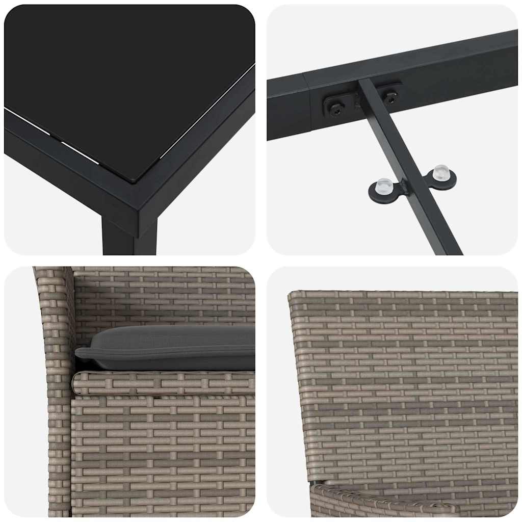 Have Spisebordssæt med pude 3 pcs Grå polyrattan