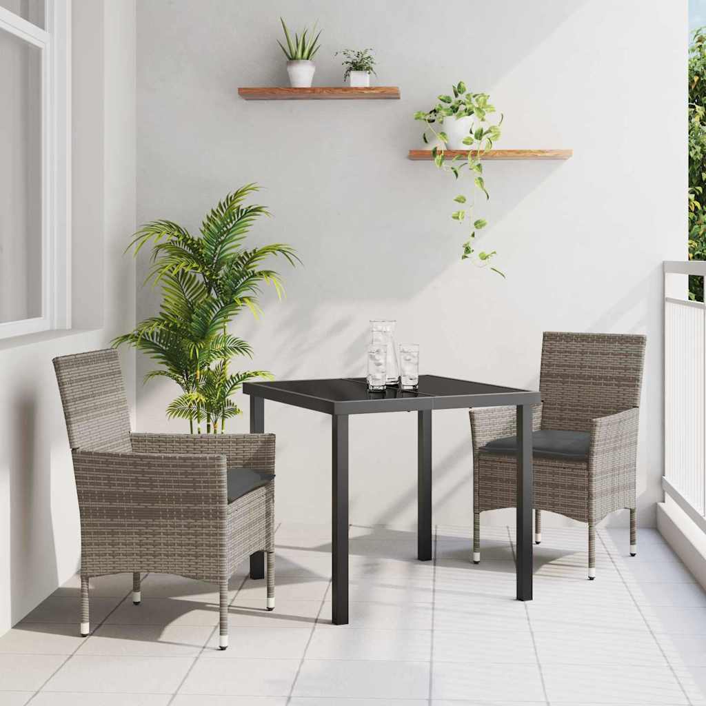 Have Spisebordssæt med pude 3 pcs Grå polyrattan