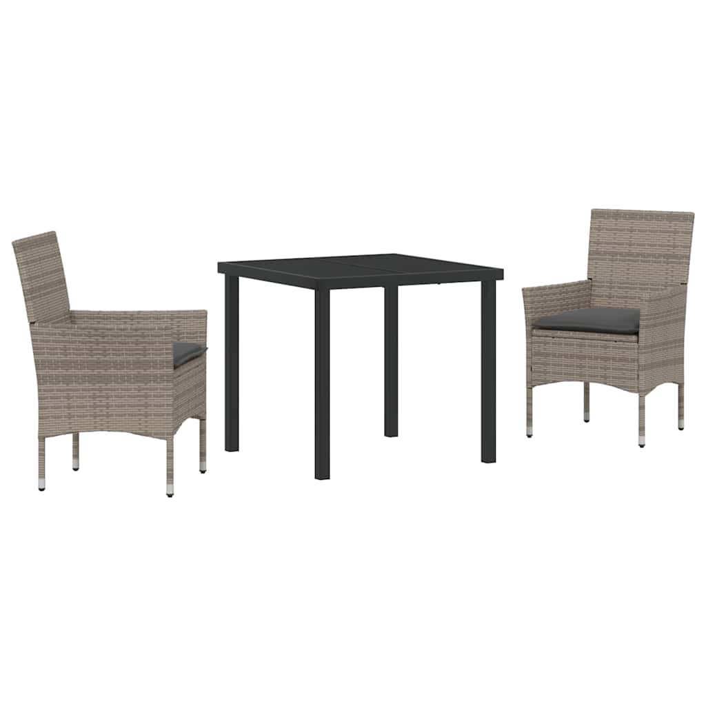Have Spisebordssæt med pude 3 pcs Grå polyrattan