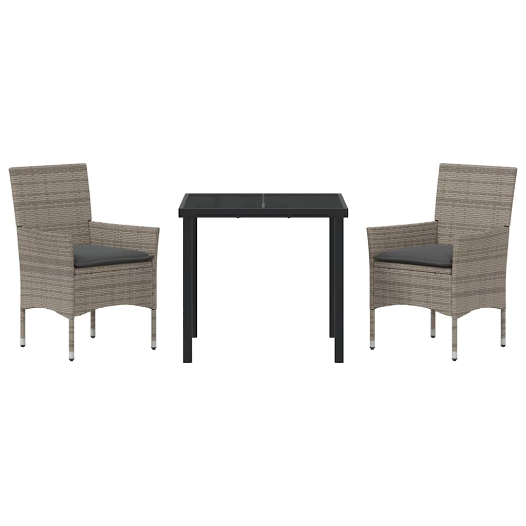 Have Spisebordssæt med pude 3 pcs Grå polyrattan
