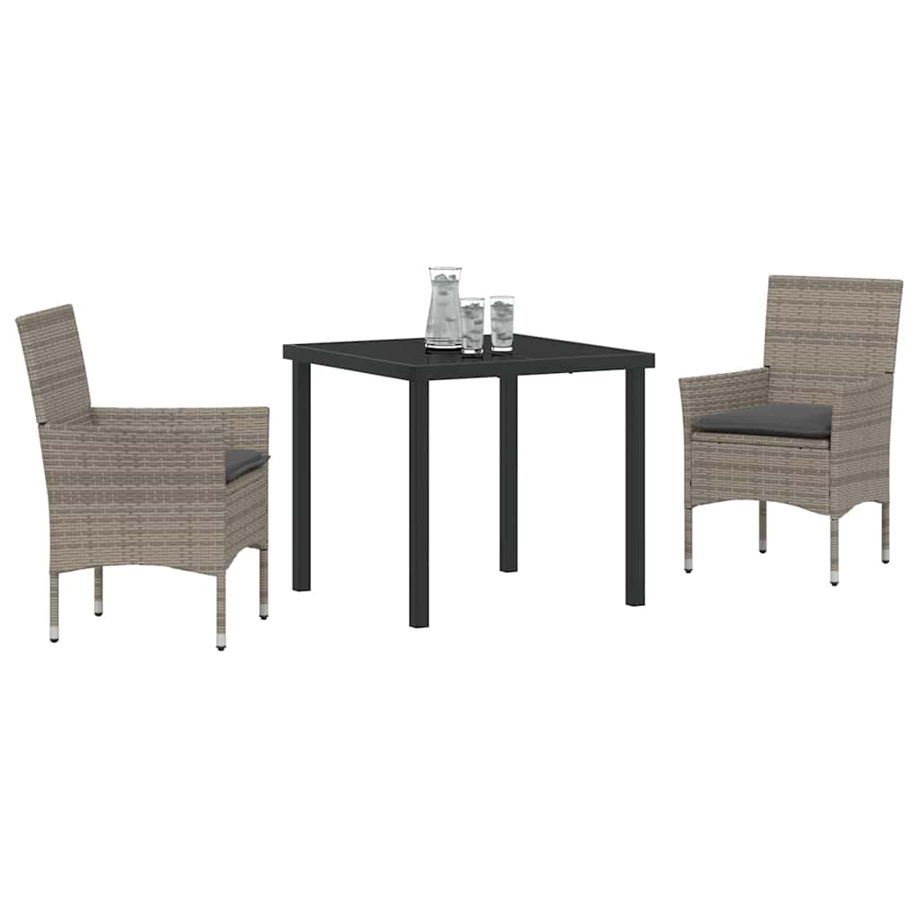 Have Spisebordssæt med pude 3 pcs Grå polyrattan
