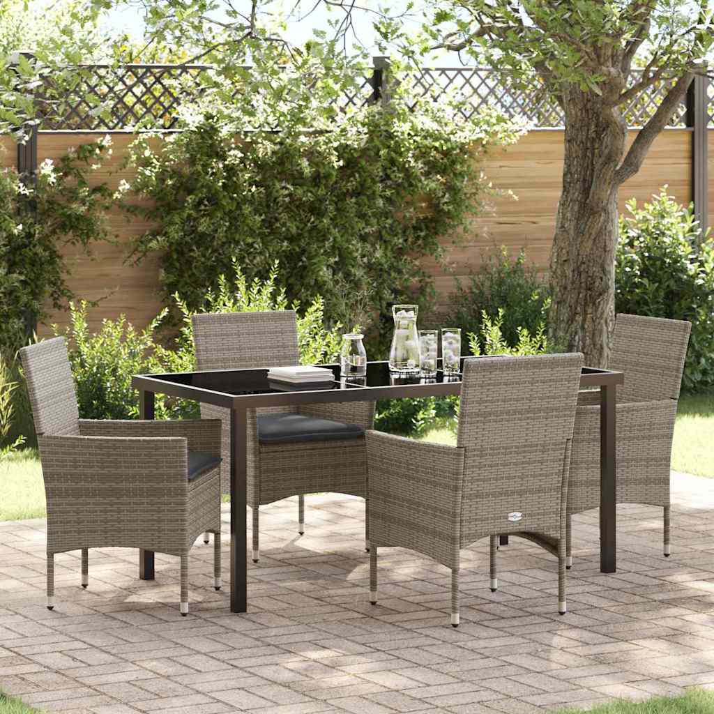 Have Spisebordssæt med pude 5 pcs Grå polyrattan