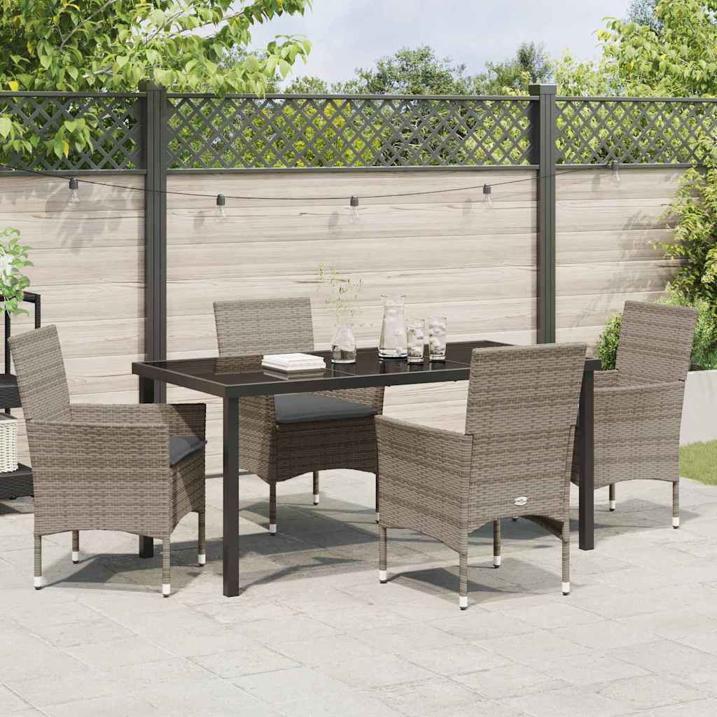Have Spisebordssæt med pude 5 pcs Grå polyrattan