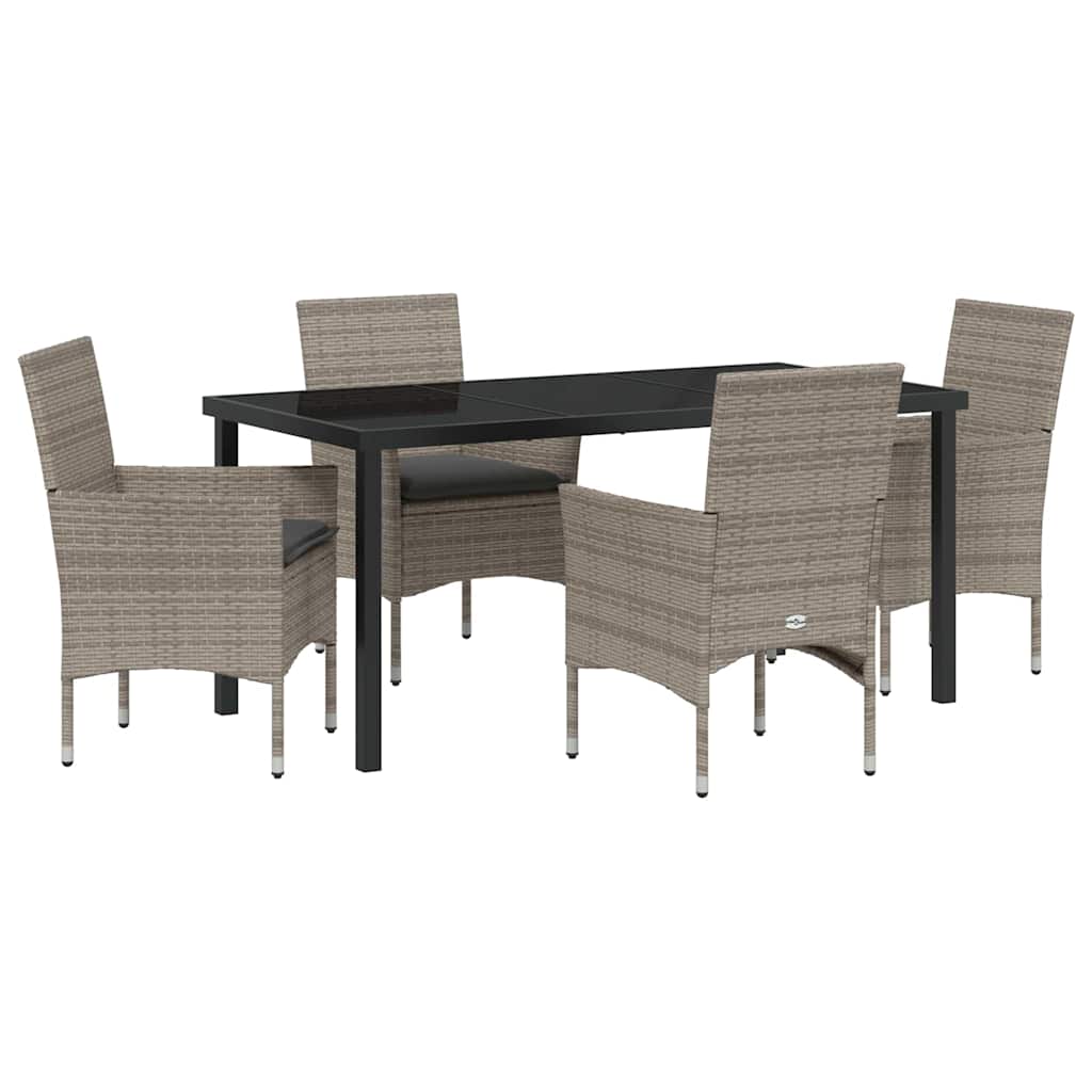 Have Spisebordssæt med pude 5 pcs Grå polyrattan