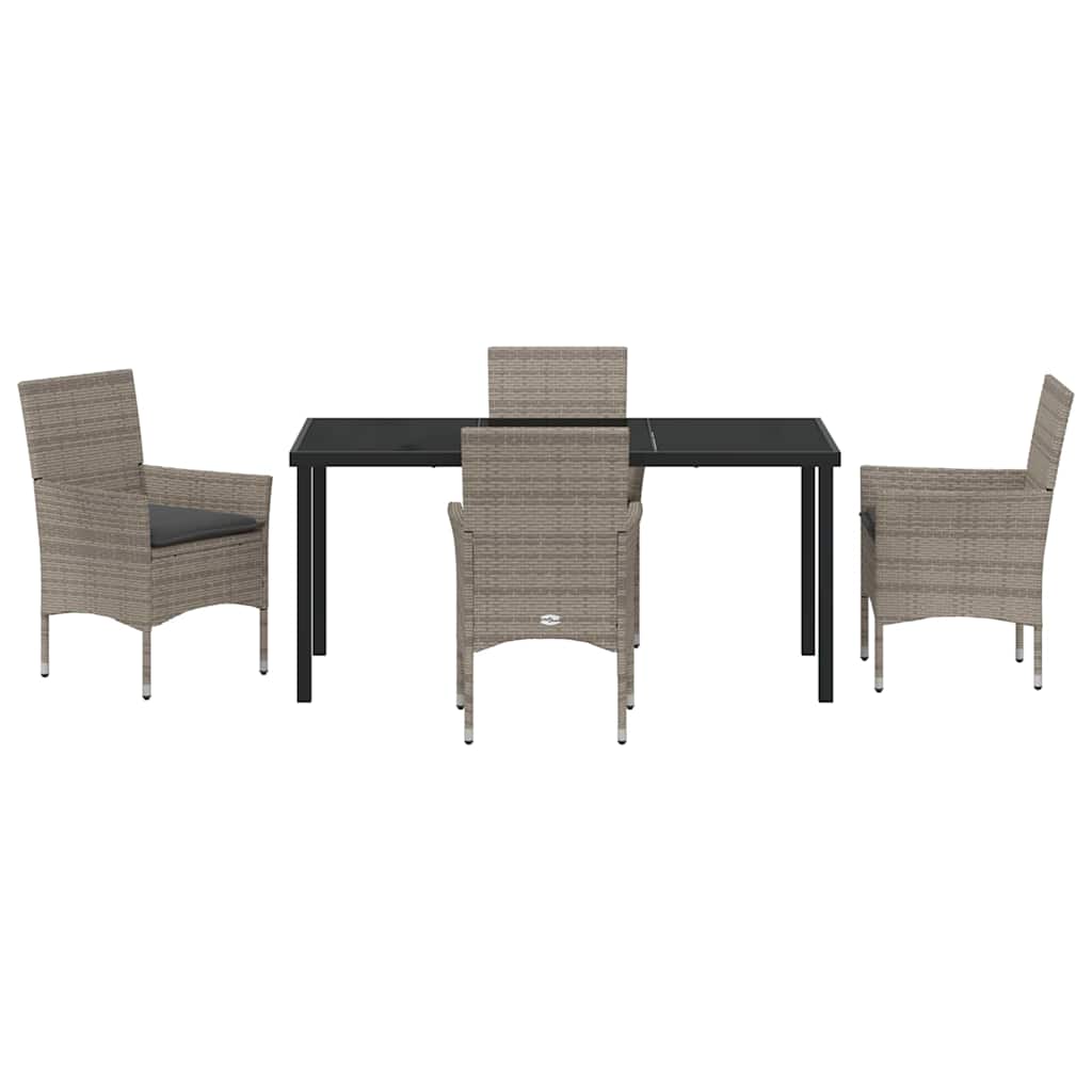 Have Spisebordssæt med pude 5 pcs Grå polyrattan
