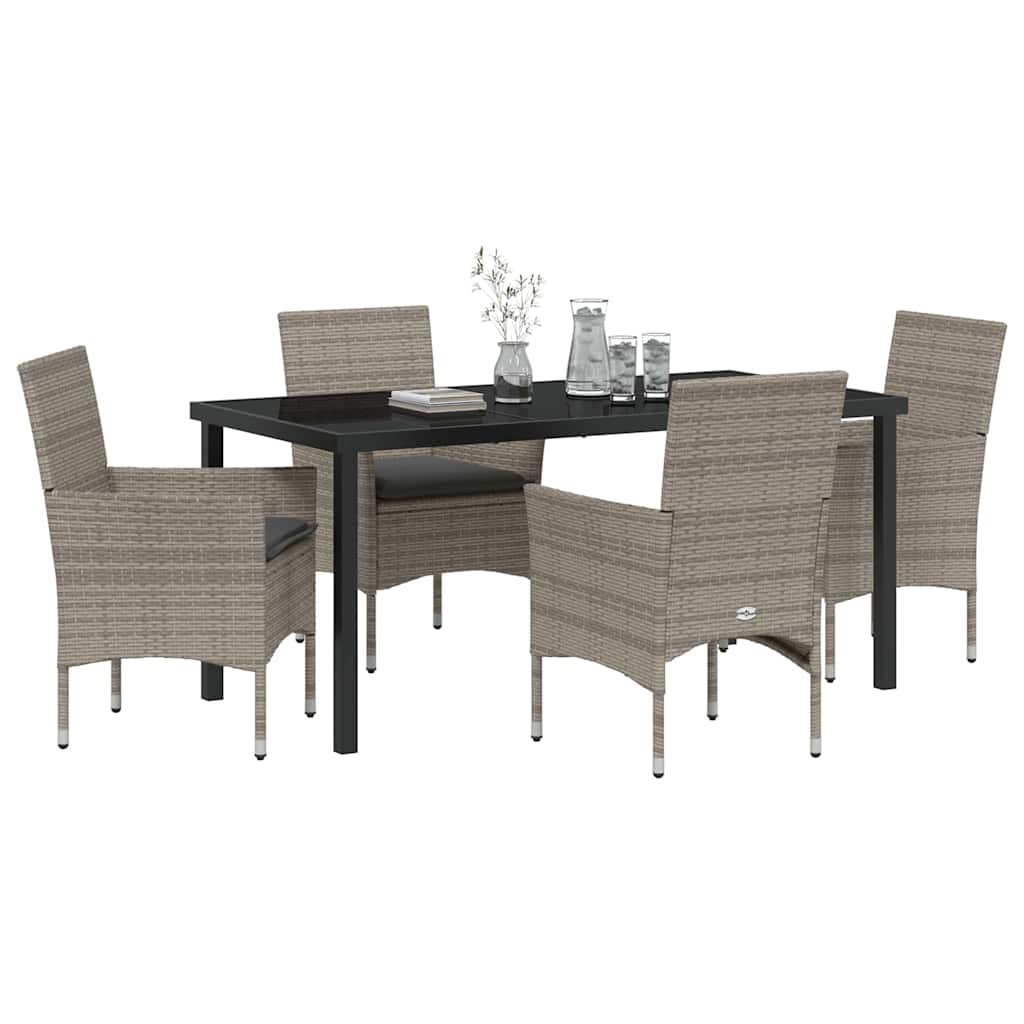 Have Spisebordssæt med pude 5 pcs Grå polyrattan
