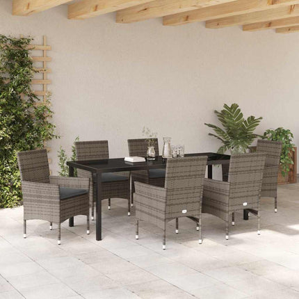 Have Spisebordssæt med pude 7 pcs Grå polyrattan